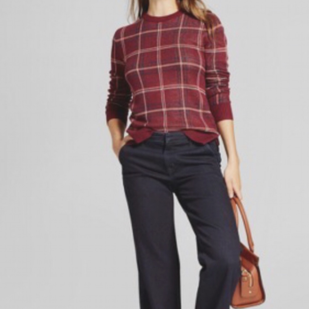 Burgundy Plaid Sweater